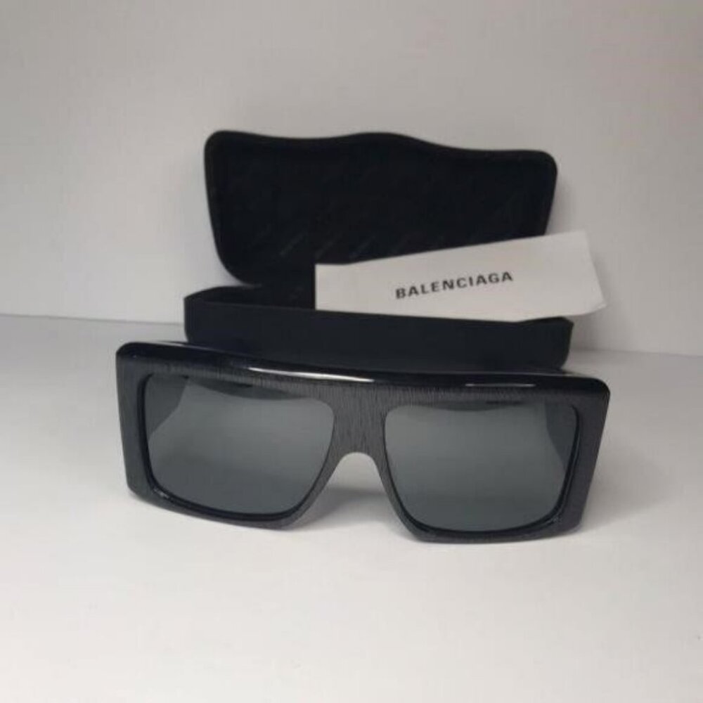 Original Balenciaga Black BB0002S Shield Sunglasses - Picture 5 of 9